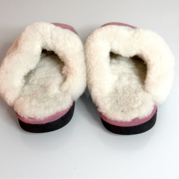 Old Friend Shearling Slippers W5-6 Pink Leather Scuffs - Picture 4 of 7